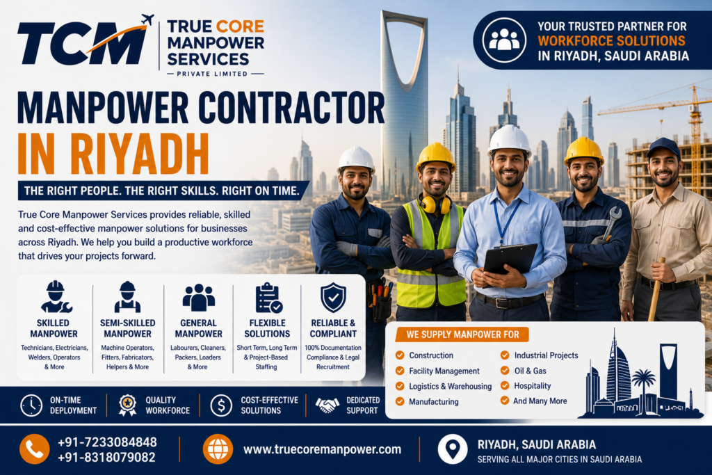Manpower contractor in Riyadh providing skilled and semi-skilled workforce solutions in Saudi Arabia