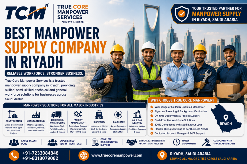 Best manpower supply company in Riyadh providing skilled, semi-skilled, technical and general workers for businesses in Saudi Arabia