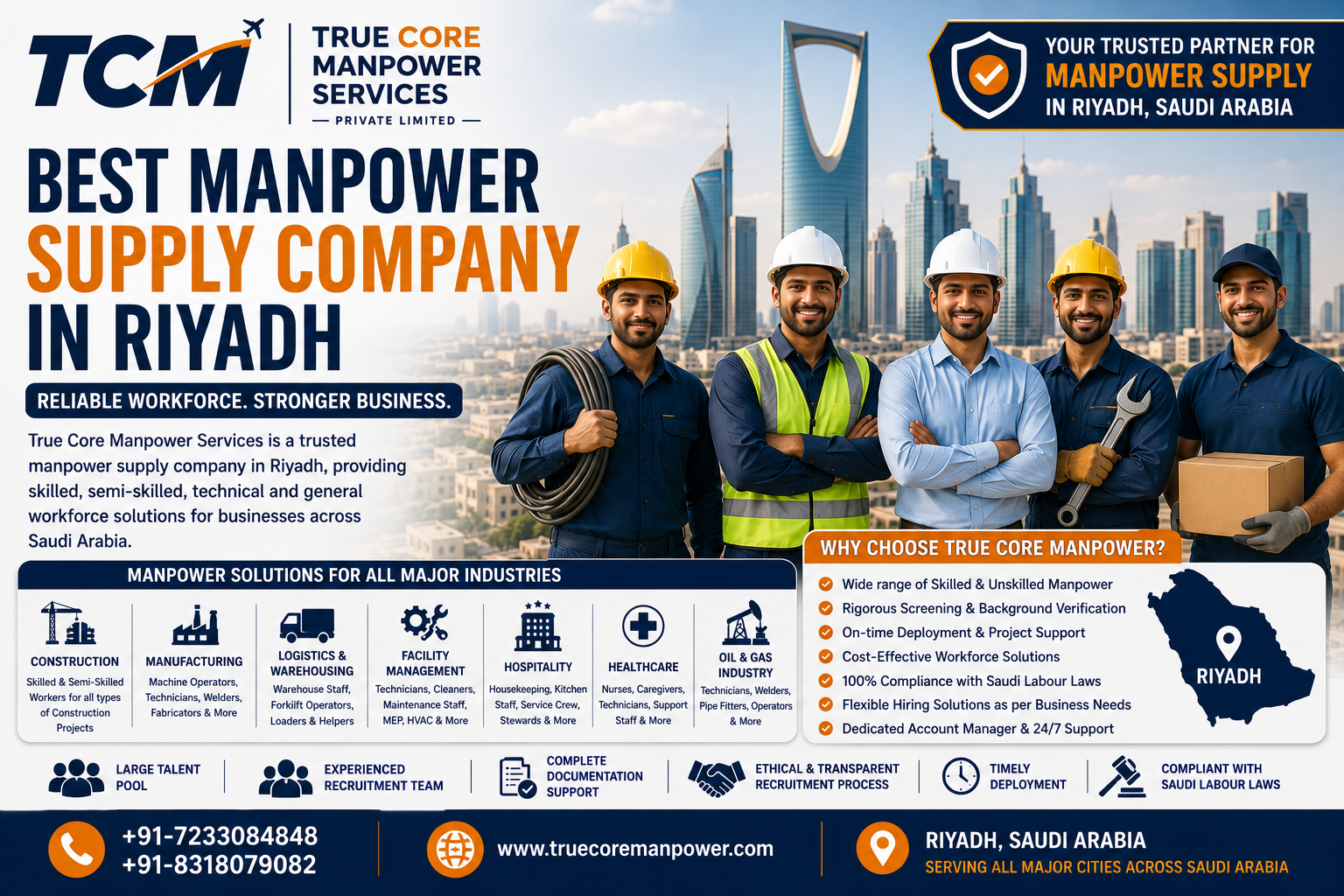 Best manpower supply company in Riyadh providing skilled, semi-skilled, technical and general workers for businesses in Saudi Arabia