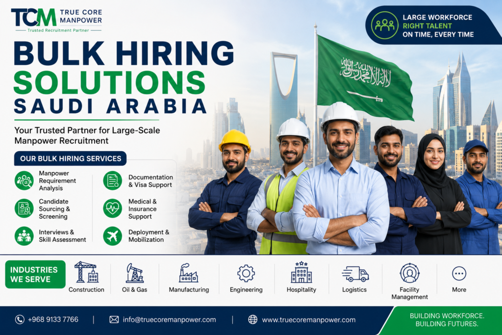 Bulk Hiring Solutions Saudi Arabia for skilled and qualified manpower recruitment