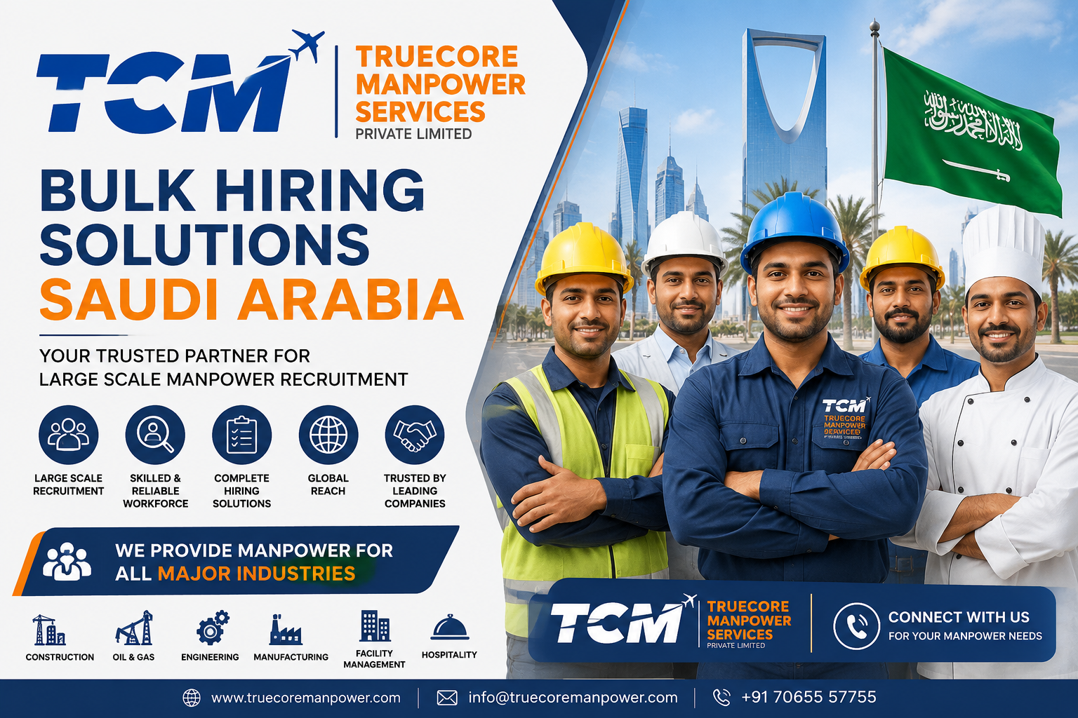 Bulk Hiring Solutions Saudi Arabia by Truecore Manpower Services