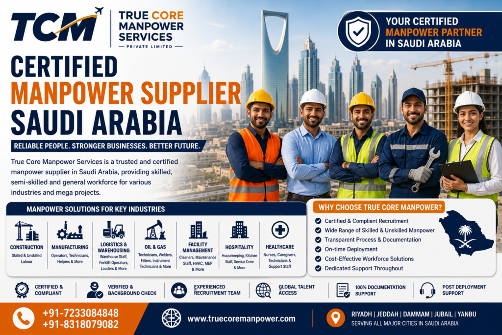 Certified manpower supplier Saudi Arabia providing skilled and semi-skilled workforce solutions