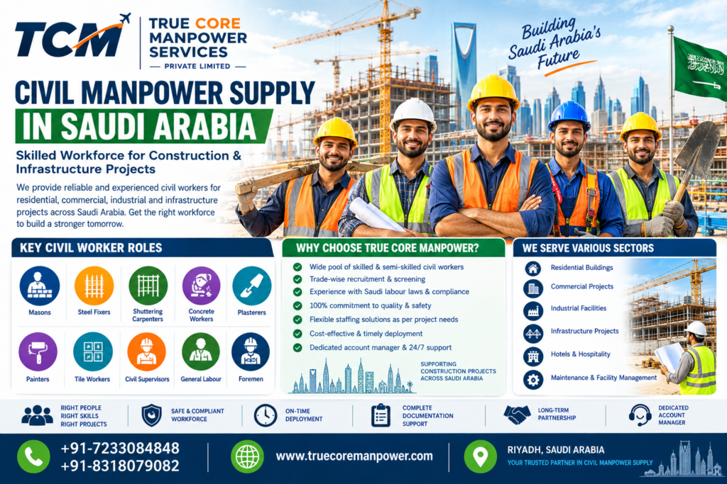 Civil manpower supply Saudi Arabia for skilled construction workers and civil project workforce