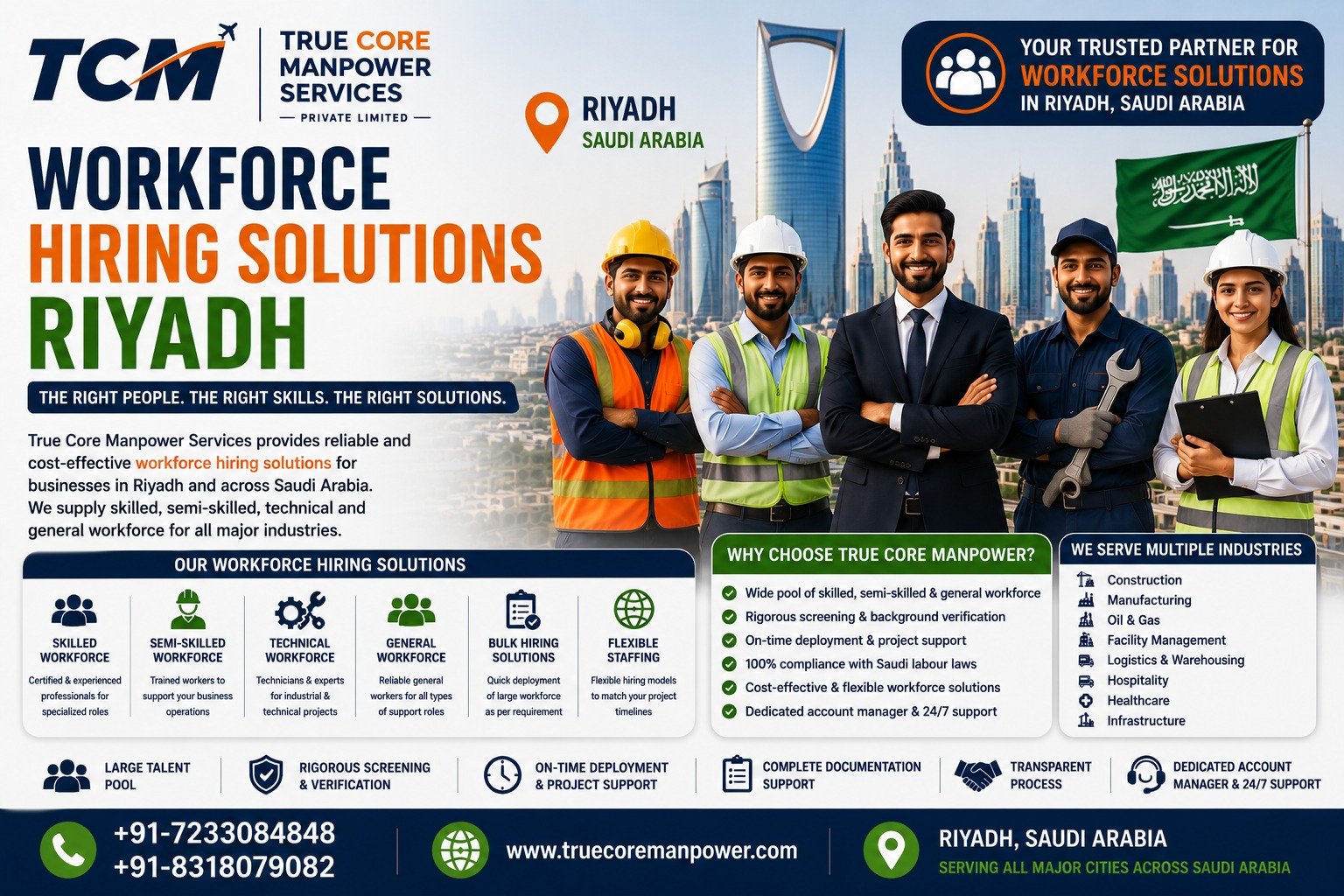 Workforce hiring solutions in Riyadh by True Core Manpower Services